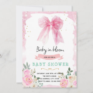 Convite de Quinceanera Coquete com Laço Rosa