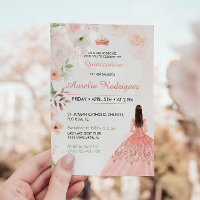 Convite De Quinceanera Cor-De-Rosa Esmagada