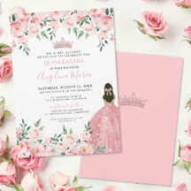 Convite De Quinceanera Cor-De-Rosa Esmagada