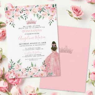 Convite De Quinceanera Cor-De-Rosa Esmagada