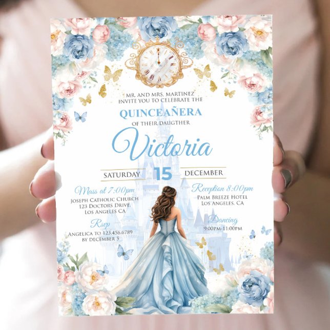 Convite de Quinceañera da Cinderela Vestido de Pri (Criador carregado)