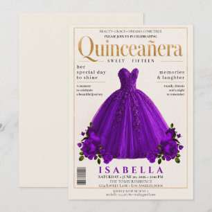 Convite de Quinceanera de Capa de Revista Elegante