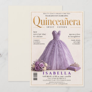 Convite de Quinceanera de Capa de Revista Elegante