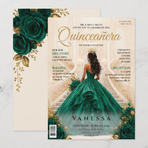 Convite de Quinceanera de Capa de Revista Elegante