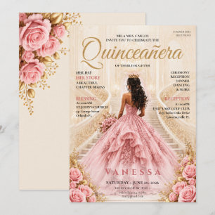 Convite de Quinceanera de Capa de Revista Elegante