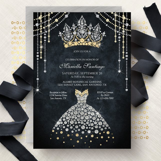 Convite de Quinceanera de Coroa de Tiara Princesa (Criador carregado)