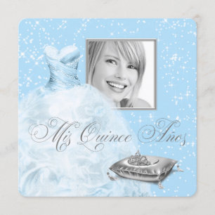 Convite de Quinceanera de Foto da Princesa Azul