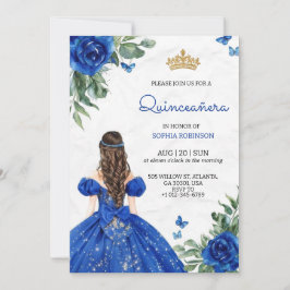 Convite de Quinceanera de uma menina vestindo um v