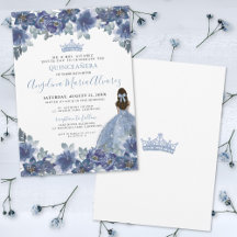 Convite de Quinceanera de Vestido Azul Bebê