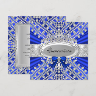Convite de Quinceañera Diamante Azul & Tiara