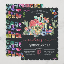 Convite de Quinceañera do Dia dos Mortos com Cavei
