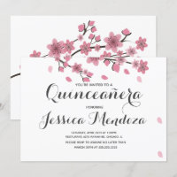 Convite de Quinceañera Doce 15 Árvore Floral Cerej