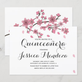 Convite de Quinceañera Doce 15 Árvore Floral Cerej