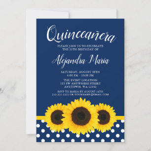 Convite de Quinceanera dos azuis marinhos do