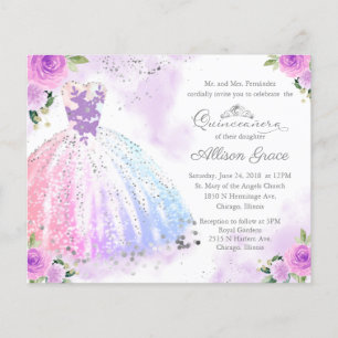 Convite de Quinceanera Econômico Padrinos e Damas