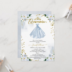 Convite de Quinceanera Espanhola Vestido Floral Az