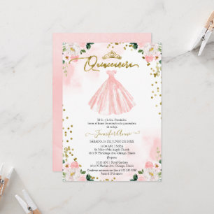 Convite de Quinceanera Espanhola Vestido Floral Be
