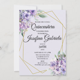 Convite de Quinceañera floral de lavanda