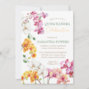 Convite de Quinceañera Floral de Orquídea