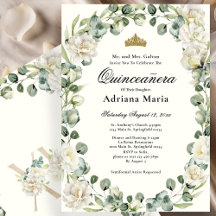 Convite de Quinceanera Floral Elegante Flor de Mar