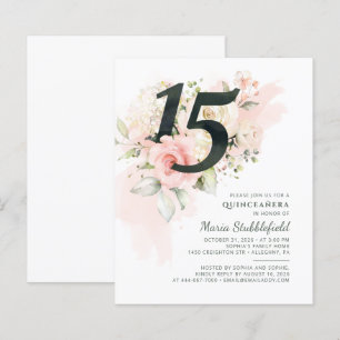 Convite de Quinceanera Floral para Aniversário de 