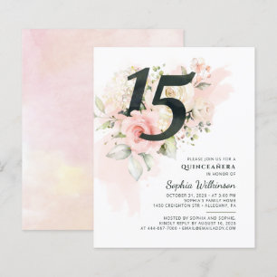 Convite de Quinceanera Floral para Aniversário de