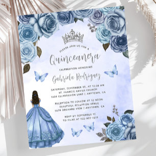 Convite de Quinceañera Floral Prata Orçamento