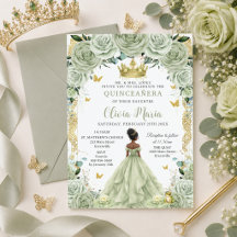 Convite de Quinceañera Floral Princesa e Sapo em V