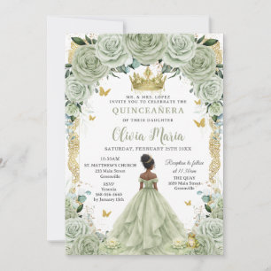Convite de Quinceañera Floral Princesa e Sapo em V