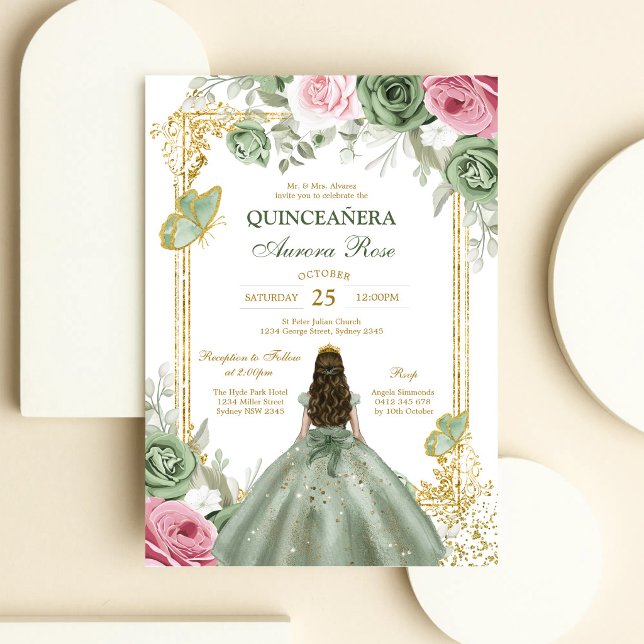 Convite de Quinceanera Floral Rústico Moderno (Criador carregado)