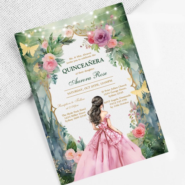Convite de Quinceanera Floral Rústico Moderno (Criador carregado)