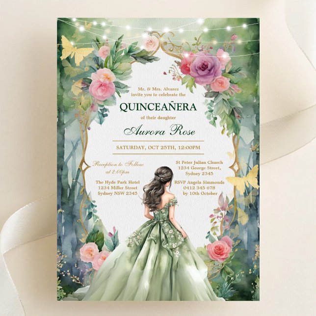 Convite de Quinceanera Floral Rústico Moderno (Criador carregado)