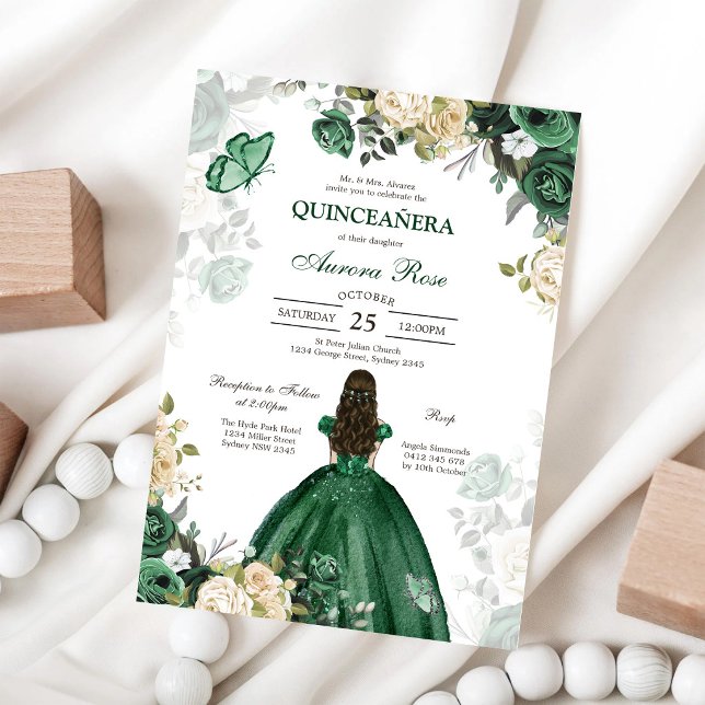 Convite de Quinceanera Floral Rústico Moderno (Criador carregado)