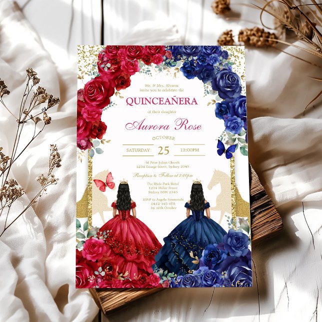 Convite de Quinceanera Floral Rústico Moderno (Criador carregado)