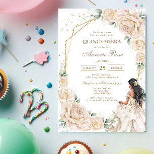 Convite de Quinceanera Floral Rústico Moderno