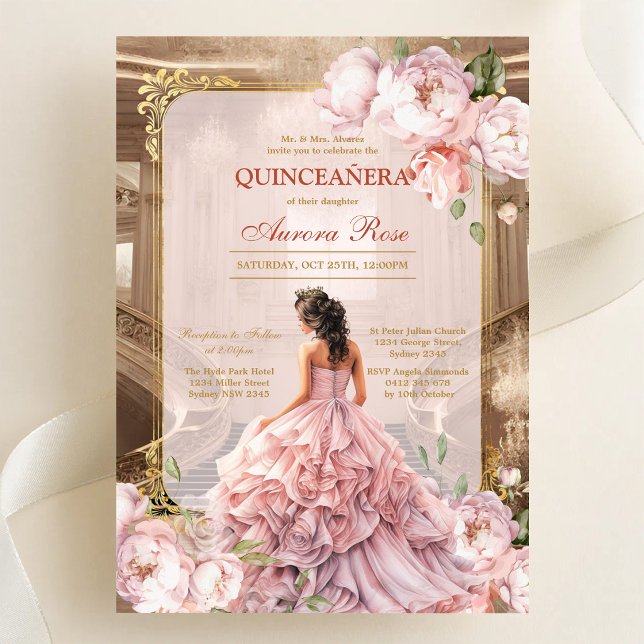 Convite de Quinceanera Floral Rústico Moderno (Criador carregado)