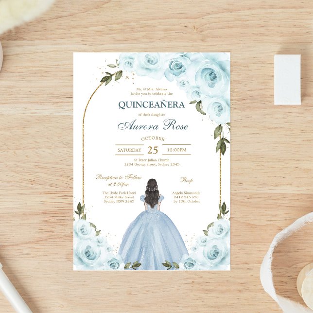 Convite de Quinceanera Floral Rústico Moderno (Criador carregado)