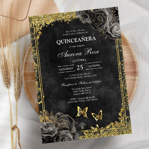Convite de Quinceanera Floral Rústico Moderno