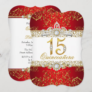 Convite de Quinceanera Glamouroso Dourado Diamante