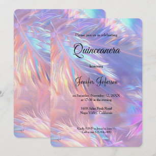 Convite de Quinceanera holográfico moderno