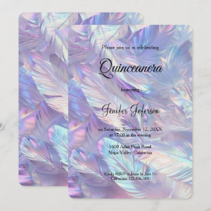 Convite de Quinceanera holográfico moderno