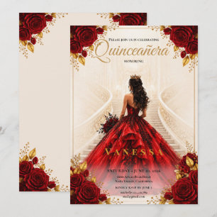 Convite de Quinceanera Leia e Dourado