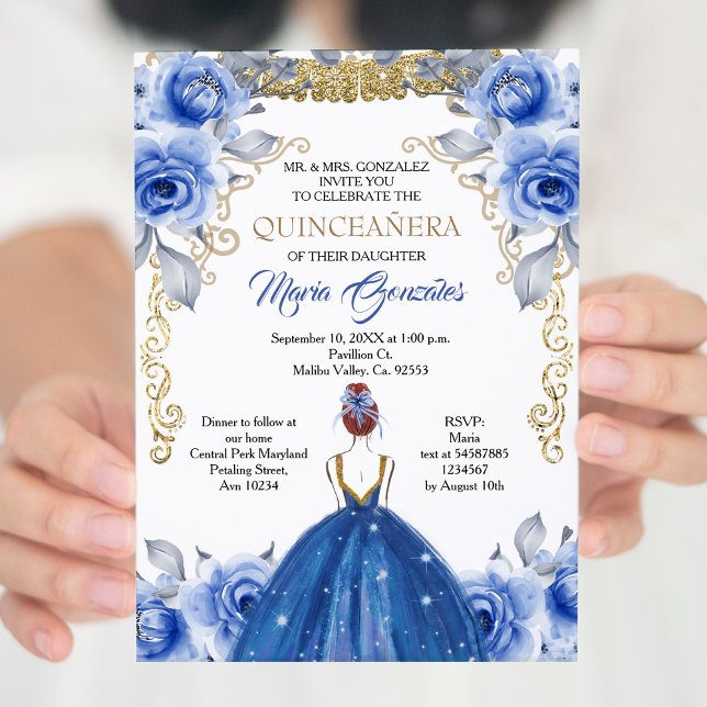 Convite de Quinceanera marinho Azul (Criador carregado)