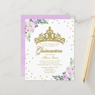 Convite de Quinceanera Orçamento Coroa de Ouro