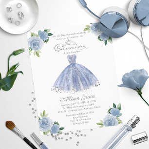 Convite de Quinceanera Orçamento Vestido Azul Clar