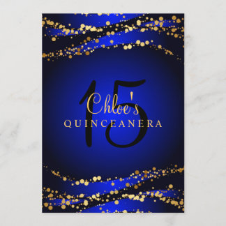 Convite de Quinceañera Poeira de Estrelas Azul e D