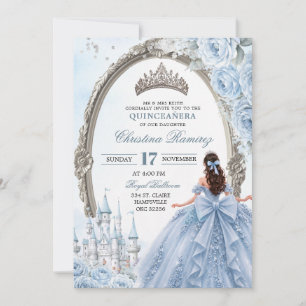 Convite de Quinceanera Princesa Azul Claro