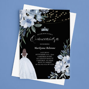 Convite de Quinceañera Princesa Azul Elegante