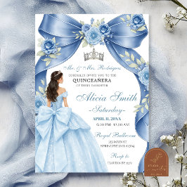 Convite de Quinceanera Princesa Coquete Azul Empoe