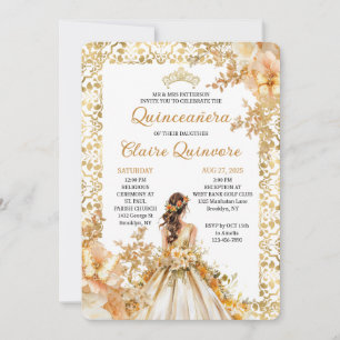 Convite de Quinceanera Princesa Floral Radiant Blo